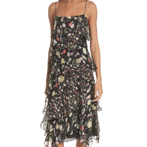Painterly Floral Print Silk Blend Dress Jason Wu